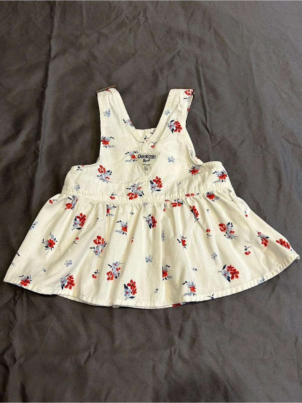 OshKosh B'gosh Infant Floral Overall Dress with Red & Blue Flowers 6 mos